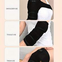 3-In-1 Universal Daily Use Shoulder Knee Elbow Support Pad Knitted Fabric With 3 Temperature Control Heating And Vibration Functions Gym Gym Accessories - Black - View 3