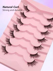 Asiteo 7 对半眼睫毛自然柔软茎日常约会斜眼睫毛化妆眼睫毛条状睫毛、睫毛、假睫毛