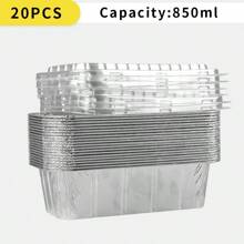 20pcs Rectangle Aluminum Foil Baking Trays, Multi-Size Take-Out Food Containers, Disposable Foil Pans Ideal For Baking, Heating, Storage, Food Preparation