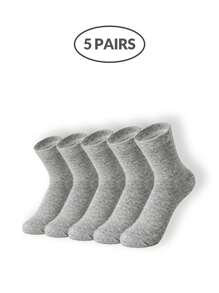 Paquete de calcetines de tripulación neutros de 5 tonos para hombres (1/5/10/15/20 pares) - Calcetines elásticos para el tobillo en gris oscuro/azul marino/negro/blanco/carbón con un ajuste transpirable y elástico para la oficina, el gimnasio, artículos de viaje esenciales