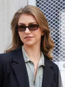 Retro Square Sunglasses With UV Protection - màu nâu - Xem 4