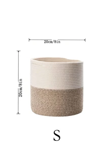 1 pieza Macetero de dos tonos hecho a mano, cesta de almacenamiento decorativa tejida, maceta de flores de jardín de paja, mimbre, ratán o hierba marina