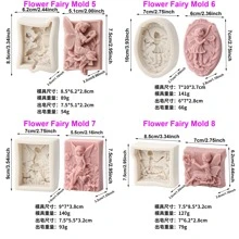 3D 花仙子硅胶香皂模具 - 带玫瑰和蝴蝶的天使女孩设计，7 种尺寸，适用于 DIY 手工皂、乳液棒和工艺品，易于脱模和清洁，不粘光滑表面，手工工艺品 | 天使图案 | 精致细节 - 灰色 - 查看 5