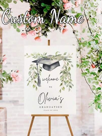 1pc- Custom Green Graduation Poster, Graduation Welcome Sign Template, Minimalist Graduation Party Sign Template, Graduation Cap Logo, Graduation Party Welcome Poster Decoration, Graduation Courtyard Sign, Graduation Party Decoration Welcome Poster, Elegant Graduation Celebration Poster, Custom Name Frameless Canvas Poster, Memorial Wall Decoration Poster, Unique And Ideal Graduation Gift For Him/Her,Multi-Functional,Durable,Ornamental,Reusable,Exquisite,Stylish,High-Quality,Colorful,Modern,Custom,Personalized,Unique,Ideal Gifts For Him,Ideal Gifts For Her,Boyfriend,Dad,Girlfriend,Mom,Family,Friends,Tea Room,Home,Garden,Office,For Anniversaries,For Valentine's Day,For Mother's Day,For Birthdays,For Father's Day,For Graduation,For Weddings,For Housewarming,Home Decor,Customized Wedding Crafts