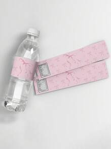 10/20pcs Pink Blue Black Bow Water Bottle Labels Bowknot Theme Party Water Bottle Wraps Bachelorette Wedding Party Decorations