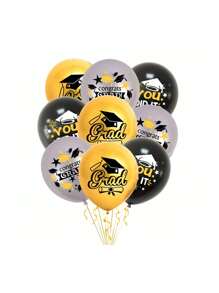 9/12/15 件毕业季主题黑金乳胶气球套装 2025 毕业派对仪式背景装饰