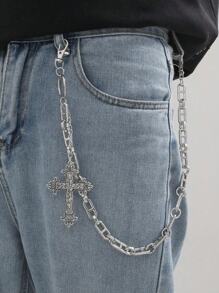 1pc Men's Large Cross Chain, Alloy Chain, Thick Chain, Decorative Pants Chain, Unisex Couples Design, Suitable For Teen, Summer Casual, Outdoor, Athletic, Vacation, Travel, Graduation Gifts, Birthday, Daily Wear