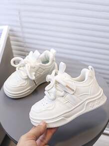 2025 Autumn New Children Leather Casual Shoes, Korean Style Soft Bottom Anti-Slip Comfortable Kids Sneakers