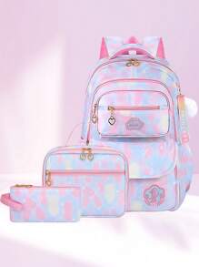 3 Pieces/Set Girls School Backpack With Lunch Bag And Pencil Case, Outdoor Travel Bag, Large Capacity Lightweight Student Schoolbag, Back To School Essential, Suitable For Teenage Girls Students At School And Daily Use