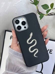 High-End Genuine Leather Phone Case In Black And Navy Colors With Unique 3D Snake Design, Compatible With IPhone 16, 15, 14, 13, 12, 11 And Compatible With Redmi, Compatible With OPPO