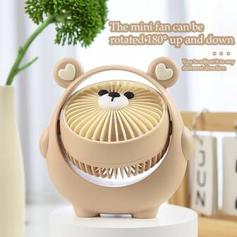 AOYI Desktop Personal Fan, 500mAh, 3-Speed Adjustable, Small Nightstand Bedside Fan For Bedroom, Office, 180° Up And Down Rotatable, Summer USB Rechargeable Fan For Students, Home, Work, College Dorm