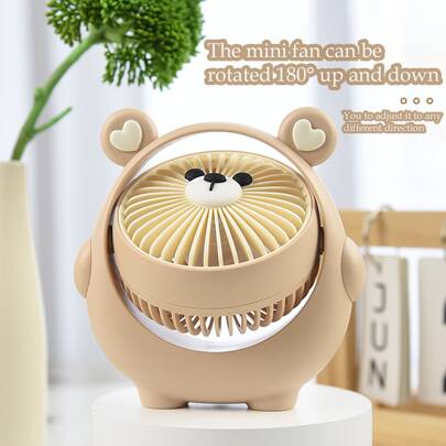 Ventilador personal de escritorio de 500mAh, 3 velocidades de viento ajustables, ventilador de mesita compacto, adecuado para dormitorio, oficina, 180° giratorio, ventilador recargable por USB para estudiantes, hogar, lugar de trabajo, dormitorio
