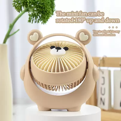 AOYI Desktop Personal Fan, 500mAh, 3-Speed Adjustable, Small Nightstand Bedside Fan For Bedroom, Office, 180° Up And Down Rotatable, Summer USB Rechargeable Fan For Students, Home, Work, College Dorm