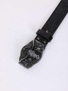 黑色通用腰带一条，休闲、波西米亚风皆宜，PU皮革材质，朋克铆钉设计，经久耐用，适合搭配牛仔裤、户外活动，也是情人节、万圣节、圣诞节等节日送礼佳品，男女皆宜。 - 銀色 - 查看 7