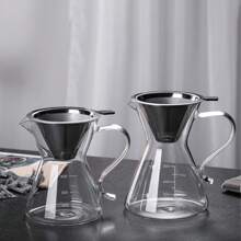 1pc High Borosilicate Glass Manual Drip Coffee Pot, Glass Coffee Maker, Coffee Sharing Pot