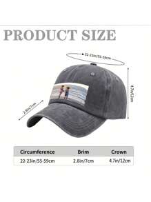 1pc Customizable Photo Baseball Cap, Grey Washed Vintage Look, Adjustable Strap, Suitable For Outdoor Sports, Birthday, Anniversary And Special Occasions Gifts