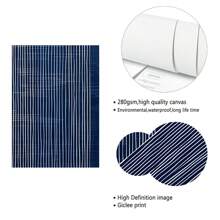 1Pc Neutral Abstract Boho Lines Canvas Wall Art Painting Geometric Pictures Wall Decor Modern Navy Blue Posters Print Artwork For Living Room Bedroom Office Home Decoration - 彩色 - 查看 4