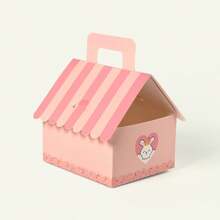 10 Stücke rosa niedliche hausförmige Geschenkboxen, kreative Hochzeitsbevorzugungen Süßigkeitenboxen mit Griffen, Cartoon rosa Geburtstag Süßigkeitenboxen