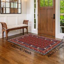 1pc Classic Style Retro Area Rug, 700g/Sqm Crystal Velvet, 5mm Thickness, Washable Non-Fading Carpet, Slip-Resistant, Suitable For Holidays And Any Space Including Hotel, Office, Sofa, Bedside, Kitchen, Laundry Room, Hallway, Porch, Entryway And Stairs Mother's Day