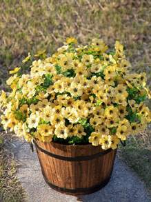 5件装 - 人造花卉植物，户外春夏装饰，彩色雏菊和桉树，抗紫外线，适用于户外、家居、花园、入口装饰（黄色） - 黃色 - 查看 3