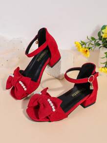 Mädchen Mode Hochabsatz Prinzessinnenschuhe mit Blumen Dekor, Riemen & Klettverschluss, Sommer Tanzschuhe