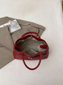 1pc Women's Tote Bag, Solid Color With High-Quality PU Leather Material