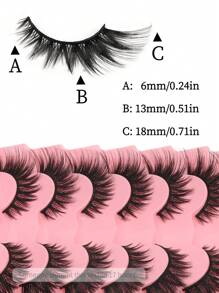7 paires de faux-cils yeux de chat naturels et longs avec bande transparente. Cils allongés aux extrémités ailées. Cils faux en poils de vison, maquillage, faux-cils, 8 mm-15 mm, volumisés, allongés aux extrémités, faux-cils en poils de vison, tridimensionnels, frisés, moelleux, look naturel, bandes de faux-cils, conviennent pour les fêtes, cadeau pour les femmes et les filles