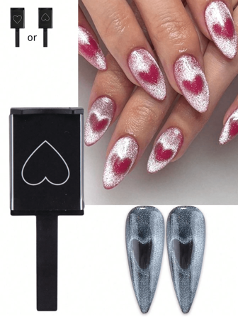 1/2 st nagelmagnet hjärtmönster kattögon DIY manikyr nagelkonstmagnet för gellack manikyrverktyg professionella skönhetsverktyg för enkel applicering, slumpmässigt hjärtmönster uppåt eller nedåt