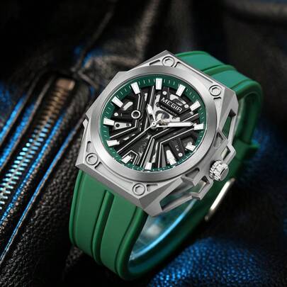 Megir 2025 Square Dial, Luminous Hands, Multifunction, Waterproof, Fashion Men's Watch, Accurate Timing And Design Gift