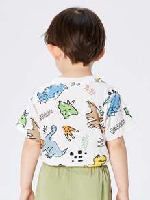 Balabala Young Boys Summer T-Shirts, Cute Cartoon Cotton Boys Short Sleeve T-Shirts - Flower Gray Tone - View 3