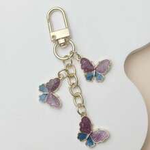 创意彩色蝴蝶钥匙扣，可爱锌合金油滴包包配件饰品，小礼品