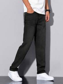 Shendy Vendy Men's Slim Pants, Fashion Stretch Skinny Denim Pants, Classic Men's Jeans With Pocket - 黑與白 - 查看 4