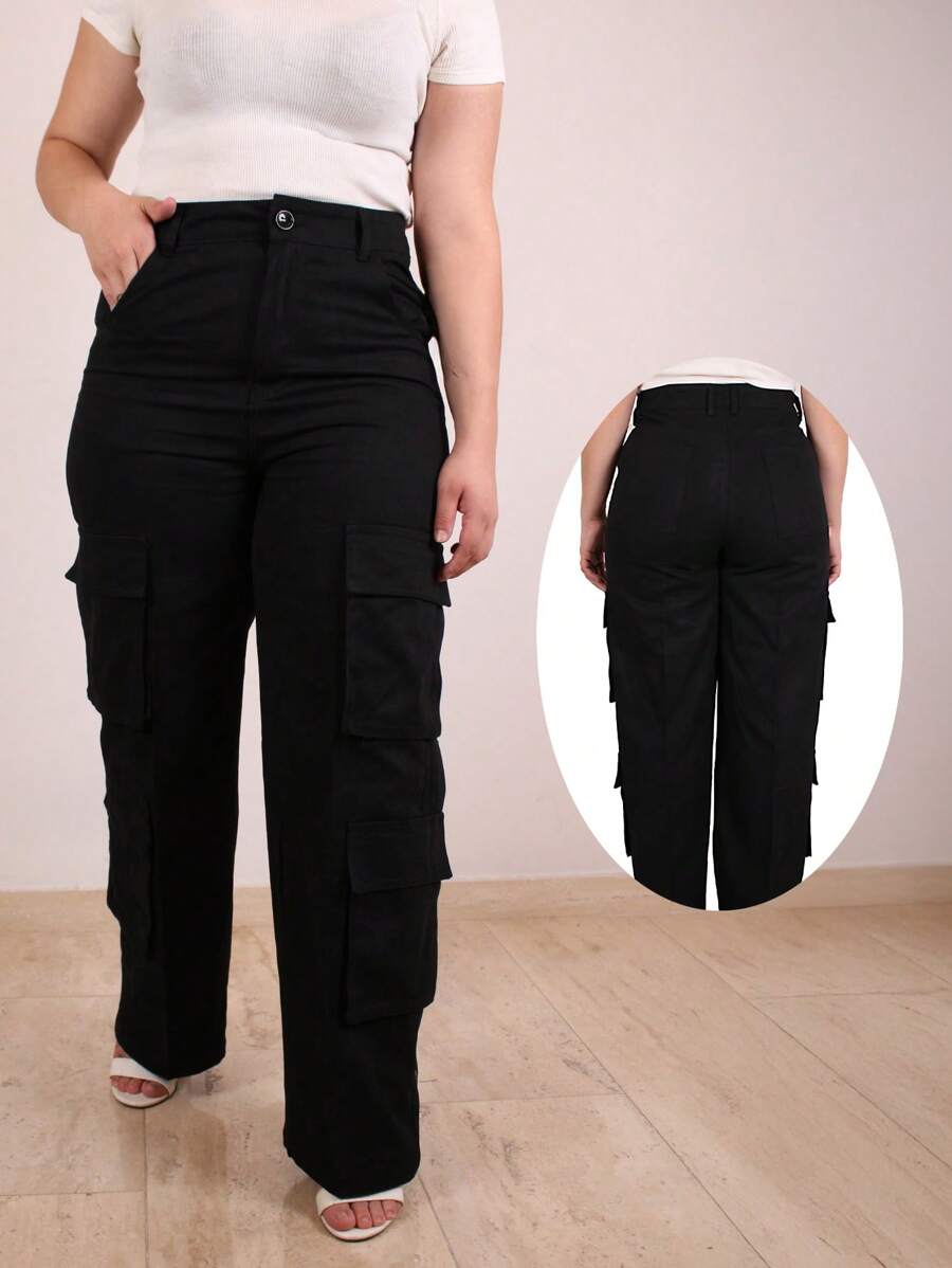 Cargo Dress Pants With Flap Pockets - 黑色 - 查看 1