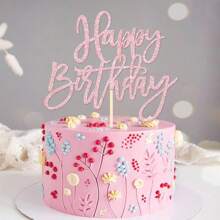 1pc Happy Birthday Cake Topper, Glitter Happy Birthday Cake Sign, Decoration For Birthday, Anniversary Party Cake - Multicolor - View 13