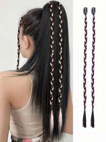 2 件装夹式盒装辫子接发 20 英寸混色高温合成纤维 适合女士和女孩 - 非常适合日常穿着和节日
