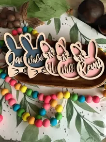 Etiqueta y dije con nombre personalizado para cesta de Pascua de conejito, etiqueta de regalo de madera grabada a medida, decoración rústica de estilo finca con colores pastel florales en forma de corazón hecha a mano para celebraciones de Pascua primaveral, fiesta de baby shower, decoración de mesa, multifuncional, ajustable, reutilizable, ornamental, fácil de limpiar, con estilo, adorable, de alta calidad, moderno, colorido, personalizado, único, regalos ideales para él, regalos ideales para ella, novia, novio, familia, madre, amigos, hijo, hija, oficina, sala de té, escuela, hogar