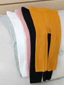 6件套儿童纯色针织紧身裤，修身款式，适合舞蹈穿着，四季皆宜，罗纹细节设计