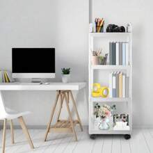 Storage Rack Storage Trolley Cart On Wheels Bathroom Storage With Handle Kitchen Storage Utility Cart Space Rack Space-Saving Mobile Shelving Organizer (White) (3-Tier) - 4-Tier - View 8