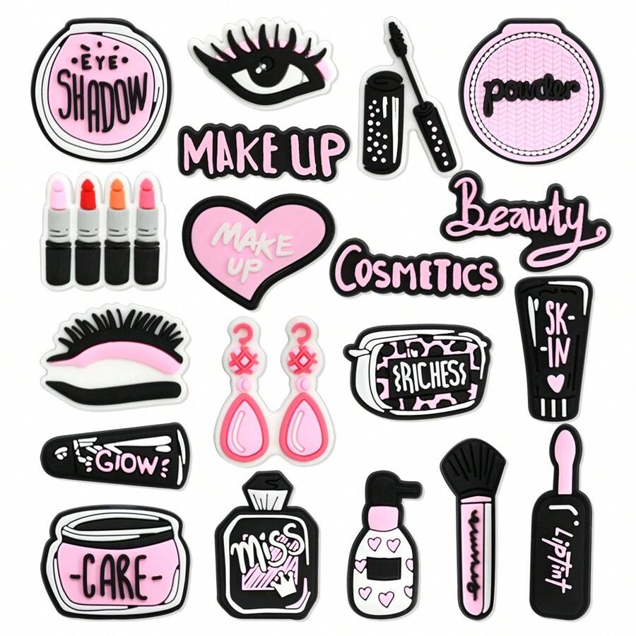 19 件化妆系列鞋饰，适用于木屐凉鞋，鞋饰优质流行饰物配饰，适合青少年、男性、女性和成人的绝佳礼物 - 彩色 - 查看 1