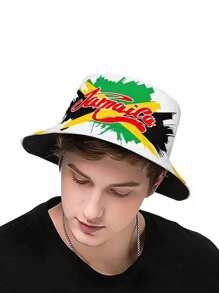 Cappello da secchio casual di moda con stampa giamaicana per primavera/estate, cappello da spiaggia da viaggio all'aperto con protezione solare, unisex