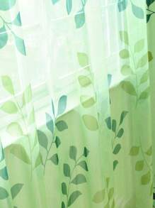 2 Stücke Landhaus Stil Baumblattrüsche Vorhänge, leichter Sichtschutz Tüll für Wohnzimmer, Schlafzimmer, Balkon, geeignet für Heimdekoration, Frühling/Sommer