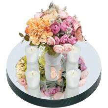 3 Pieces/Wedding Decoration Mirror Tray, Circular Center Decoration Tray, Used For Candle Base, Tray, Wedding, Party Decoration, 2mm Thick, Tear Off The Protective Film, Like A Mirror, Tough, Not Easy To Break, Can Be Used As A Tray, And Can Also Decorate Walls And Corridors.