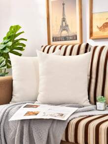 2 pièces/4 pièces/6 pièces Housses de coussin carrées vierges de type lin sans rembourrage, fermeture éclair cachée, housses de coussin décoratives DIY pour la chambre à coucher et le salon