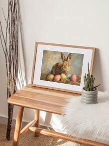 1 pieza Pintura sobre lienzo sin marco, arte de pared de conejo de Pascua vintage, pintura de primavera, estilo granja, colorida decoración de Pascua, regalo perfecto de festividad para él o ella