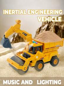 3-In-1 ABS Construction Vehicle Toy With Lights And Sounds, Includes Excavator, Dumper And Bulldozer Functions