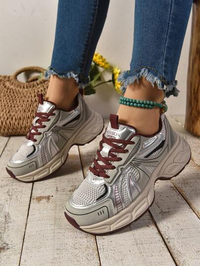 1 双女孩 2025 新款厚底运动鞋，网眼运动休闲鞋，软底厚底，适合春夏秋季