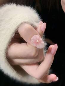 手工杏仁形粉色扎染美甲印花工具，适用于女士居家美甲护理按压式指甲美甲用品 - 粉色 - 查看 4