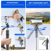 AXNEN 79-Inch/2m Stainless Steel Extra Long Pole - Balanced And Stable, 360° Rotating Selfie Stick Tripod, Multi-Functional Extendable Phone Tripod With Wireless Remote Shutter, Compatible With IOS And Android Phones, Suitable For Selfie, Video Recording, Vlogging, Live Streaming And More. C07 Compatible With IOS And Android Phones, Suitable For Summer Vacation, Travel, Fill Light, Outdoor Activities And Live Streaming. - Black - View 7