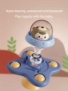 1pc Infant Suction Cup Rotary Toy, Cartoon Airplane Soothing Baby Gadget, Bathing Rotating Suction Cup Early Education Tabletop Game, Infant Sensory Toy, Spinning Top Toy