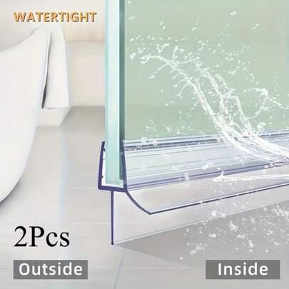 2pcs Classic Style Shower Door Bottom Seals, For Glass 4-6mm, 50cm, Leak-Proof Glass Door Strip For Dry Bathroom, Easy To Install Home Bathroom Decor Fall Decor Back To School